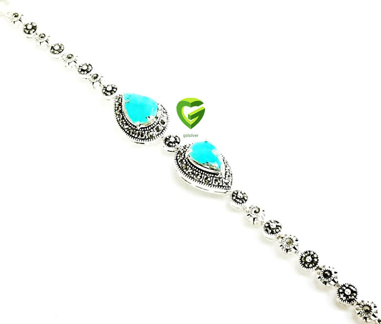 دستبندنقره فیروزه اشک کد822 دستبندنقره فیروزه اشک کد822
