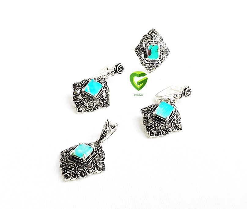 نیمست نقره فیروزه کد553 نیمست نقره فیروزه کد553