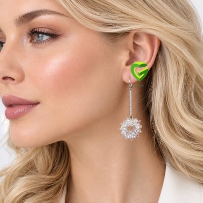 گوشواره آویزگرد سفید کد757