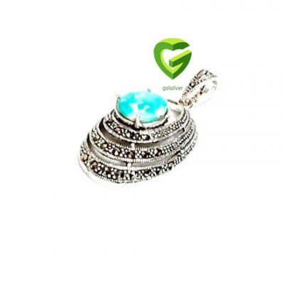 آویزنقره فیروزه گردک کد824