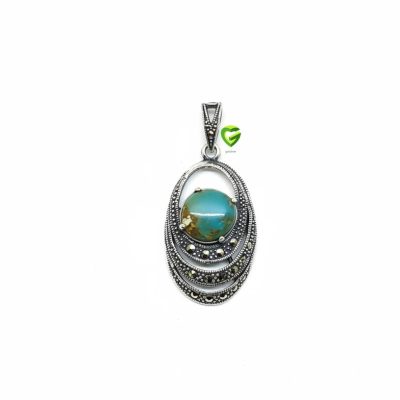 آویز نقره فیروزه‌گرد کد916