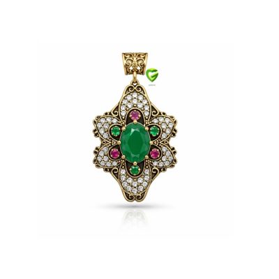 آویز نقره عثمانی‌زمرد کد1027