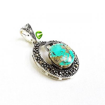 آویز نقره فیروزه‌پیچک کد908