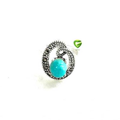 انگشتر نقره فیروزه‌گرد کد1266