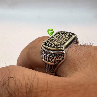 انگشتر نقره دورنگین کد1360