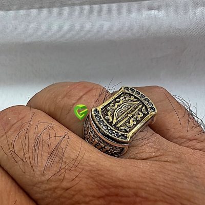 انگشتر نقره دورنگین کد1485