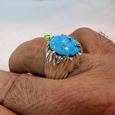 انگشتر نقره فیروزه‌دستساز کد1327