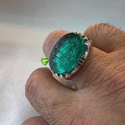 انگشتر نقره عقیق‌سبز کد1392