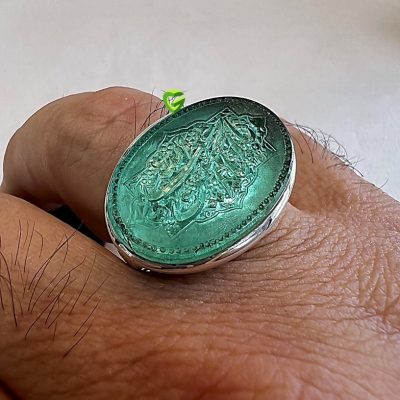 انگشتر نقره عقیق‌سبز کد1396