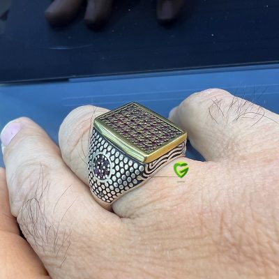 انگشتر نقره نگین‌قرمز کد1359