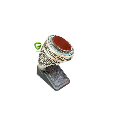 انگشتر نقره دورنگین کد1371