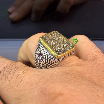 انگشتر نقره سفیدریز کد1373