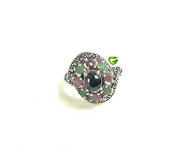 انگشتر نقره سهرنگ کد1760 انگشتر نقره سهرنگ کد1760