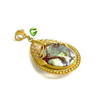 آویز نقره فیروزه‌رکاب‌زرد کد1923