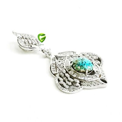 آویز نقره فیروزه‌بلند کد1625