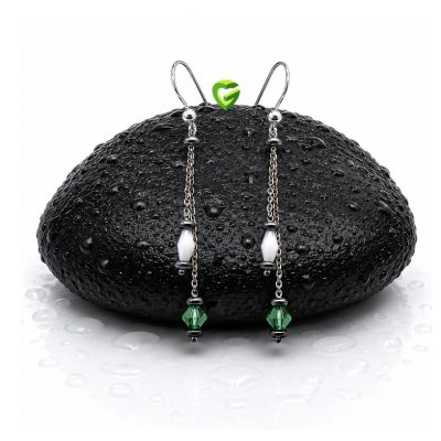 گوشواره نقره سفیدسبز کد2212