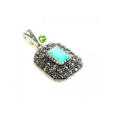 آویز نقره فیروزه‌مارکازیت کد1066