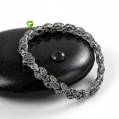 دستبند نقره گلی کد2152
