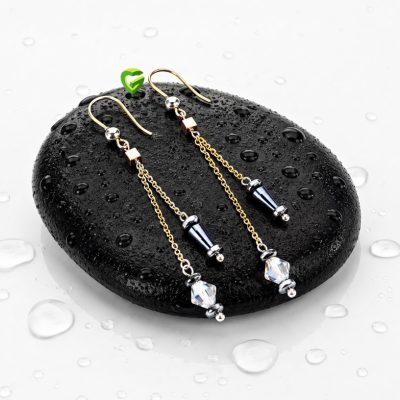 گوشواره نقره دورنگ کد2597